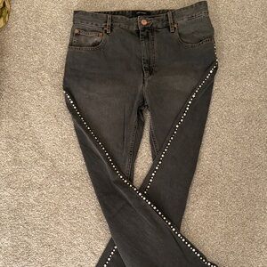 Isabel Marant Studded Black Straight Women's Jeans